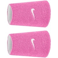 NIKE Swoosh Classic Reversible Doublewide Wristbands (2 Pack), Pink/White