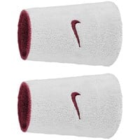 NIKE Swoosh Classic Reversible Doublewide Wristbands (2 Pack), Dark Red/White