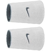 NIKE Swoosh Classic Reversible Doublewide Wristbands (2 Pack), Grey/White