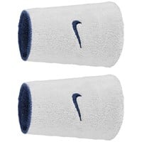 NIKE Swoosh Classic Reversible Doublewide Wristbands (2 Pack), Navy/White