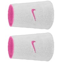 NIKE Swoosh Classic Reversible Doublewide Wristbands (2 Pack), Pink/White