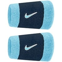 NIKE Swoosh Classic Doublewide Wristbands (2 Pack), Blue/Navy