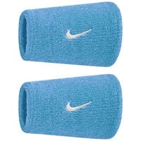 NIKE Swoosh Classic Doublewide Wristbands (2 Pack), Blue/White