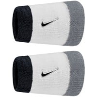 NIKE Swoosh Classic Doublewide Wristbands (2 Pack), White/Grey