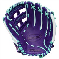 Wilson A2000 FP50SS SuperSkin 12.25IN Fastpitch Softball Glove (WBW10348912, Purple/White