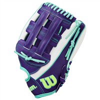 Wilson A2000 FP50SS SuperSkin 12.25IN Fastpitch Softball Glove (WBW10348912, Purple/White