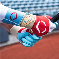 Evoshield Adult X SRZ Carbyne LE Batting Gloves w Strap, Red/White/Blue