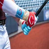Evoshield Adult X SRZ Carbyne LE Batting Gloves w Strap, Red/White/Blue