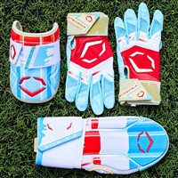 Evoshield Youth X SRZ Carbyne Limited Edition Bating Gloves w Strap, Red/White/Blue