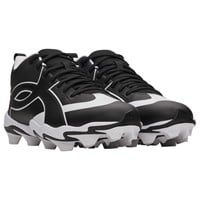 Under Armour Mens Leadoff ICON Mid Molded Baseball Cleats, Black/Black