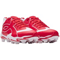 Under Armour Mens Leadoff ICON Low Molded Baseball Cleats, Red/White