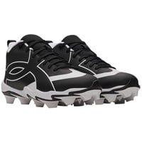 Under Armour Youth Leadoff ICON Mid Molded Baseball Cleats, Black/White