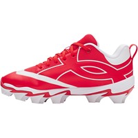 Under Armour Youth Leadoff ICON Low Molded Baseball Cleats, Red/White