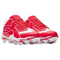 Under Armour Youth Leadoff ICON Low Molded Baseball Cleats, Red/White