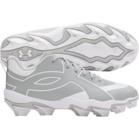 Under Armour Youth Leadoff ICON Low Molded Baseball Cleats, Grey/White