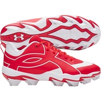 Under Armour Youth Leadoff ICON Low Molded Baseball Cleats, Red/White