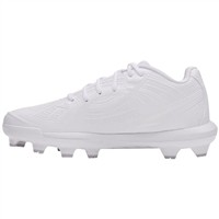 Under Armour Youth Glyde Sola TPU JR Softball Cleats, White/White