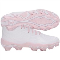 Under Armour Youth Glyde Sola RM Molded Softball Cleats, White/Pink