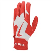 NIKE Adult Alpha 2.0 Batting Gloves, White/Red