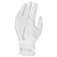 NIKE Youth Alpha 2.0 Batting Gloves, White/Silver