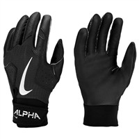 NIKE Youth Alpha 2.0 Batting Gloves, Black/Silver