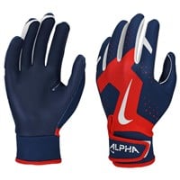 NIKE Youth Alpha 2.0 Tee Ball Batting Gloves, Red/Navy