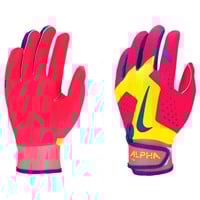 NIKE Youth Alpha 2.0 Tee Ball Batting Gloves, Yellow/Red