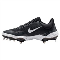 NIKE Men's Alpha Huarache Elite 4 Low Metal Baseball Cleats, Black/White/Grey