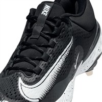 NIKE Men's Alpha Huarache Elite 4 Low Metal Baseball Cleats, Black/White/Grey