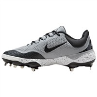 NIKE Men's Alpha Huarache Elite 4 Low Metal Baseball Cleats, Grey/White