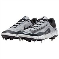 NIKE Men's Alpha Huarache Elite 4 Low Metal Baseball Cleats, Grey/White