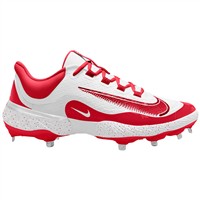 NIKE Men's Alpha Huarache Elite 4 Low Metal Baseball Cleats, White/Red