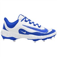 NIKE Men's Alpha Huarache Elite 4 Low Metal Baseball Cleats, White/Royal