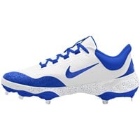 NIKE Men's Alpha Huarache Elite 4 Low Metal Baseball Cleats, White/Royal