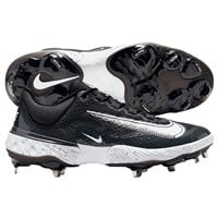 NIKE Men's Alpha Huarache Elite 4 Low Metal Baseball Cleats, Black/White/Grey