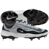 NIKE Men's Alpha Huarache Elite 4 Low Metal Baseball Cleats, Grey/White