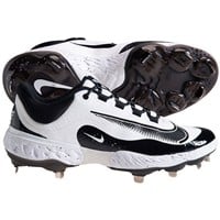 NIKE Men's Alpha Huarache Elite 4 Low Metal Baseball Cleats, White/Black