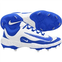 NIKE Men's Alpha Huarache Elite 4 Low Metal Baseball Cleats, White/Royal