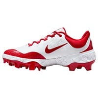 NIKE Men's Alpha Huarache Elite 4 Low MCS Molded Baseball Cleats, White/Red