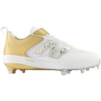 New Balance Mens 4040v8 LE Ring Series Low Metal Baseball Cleats, White/Gold