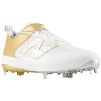 New Balance Mens 4040v8 LE Ring Series Low Metal Baseball Cleats, White/Gold