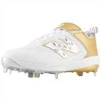 New Balance Mens 4040v8 LE Ring Series Low Metal Baseball Cleats, White/Gold