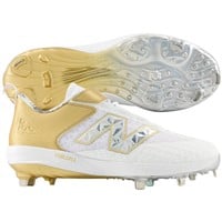 New Balance Mens 4040v8 LE Ring Series Low Metal Baseball Cleats, White/Gold