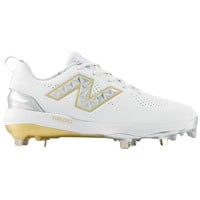 New Balance Womens FUSEv5 LE Ring Low Metal SFTBL Cleats, White/Gold