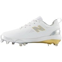 New Balance Womens FUSEv5 LE Ring Low Metal SFTBL Cleats, White/Gold
