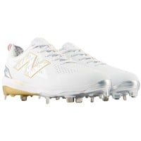 New Balance Womens FUSEv5 LE Ring Low Metal SFTBL Cleats, White/Gold