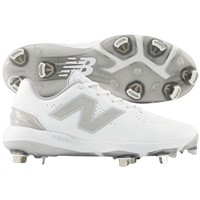 New Balance Womens FUSEv5 Low Metal Softball Cleats, White/Grey