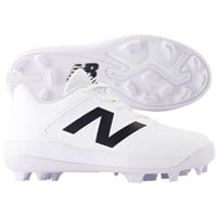 New Balance Youth 4040V8 Molded Baseball Cleats, White/White
