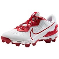 NIKE Men's Alpha Huarache Keystone Low Molded Baseball Cleats, White/Red