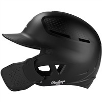 Rawlings RX2 Series Batting Helmet w/ Reversible & Adjustable Jaw Guard, Black